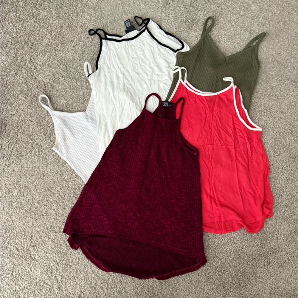 Stylish Women's Tank Tops - Red, White, Green, Burgundy